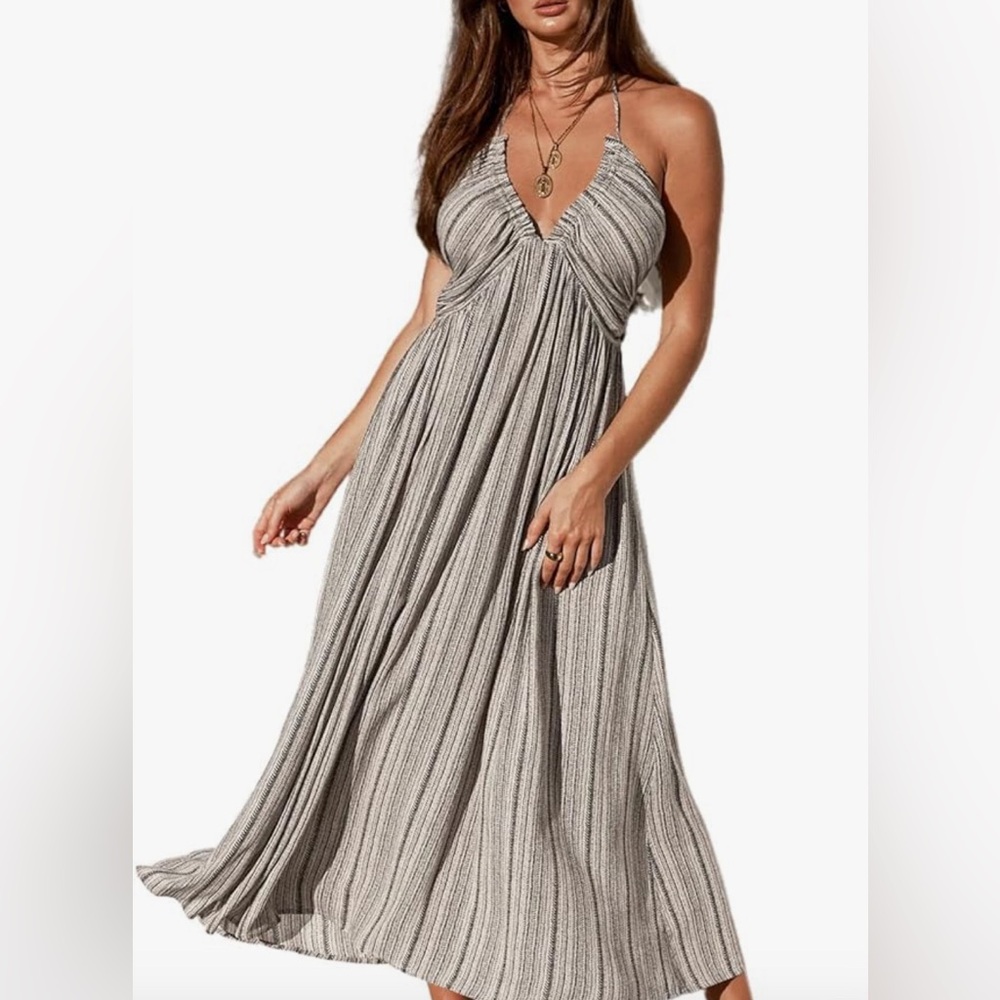NWT Amazon Women's Backless Paisley Floral Beach Dress Halter XL